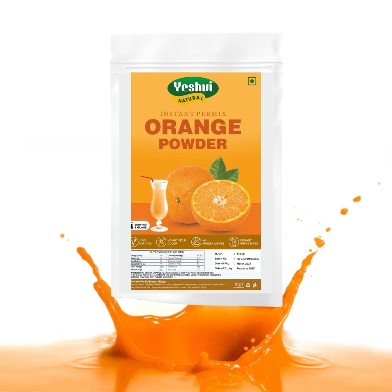 YESHVI NATURAL Yeshvi NATURAL Orange & Nimbu Pani Powder, Instant Drink Mix, Lemon Sharbat & Orange juice, Juice Drink Powder Any Time drink Of The Day, 200g