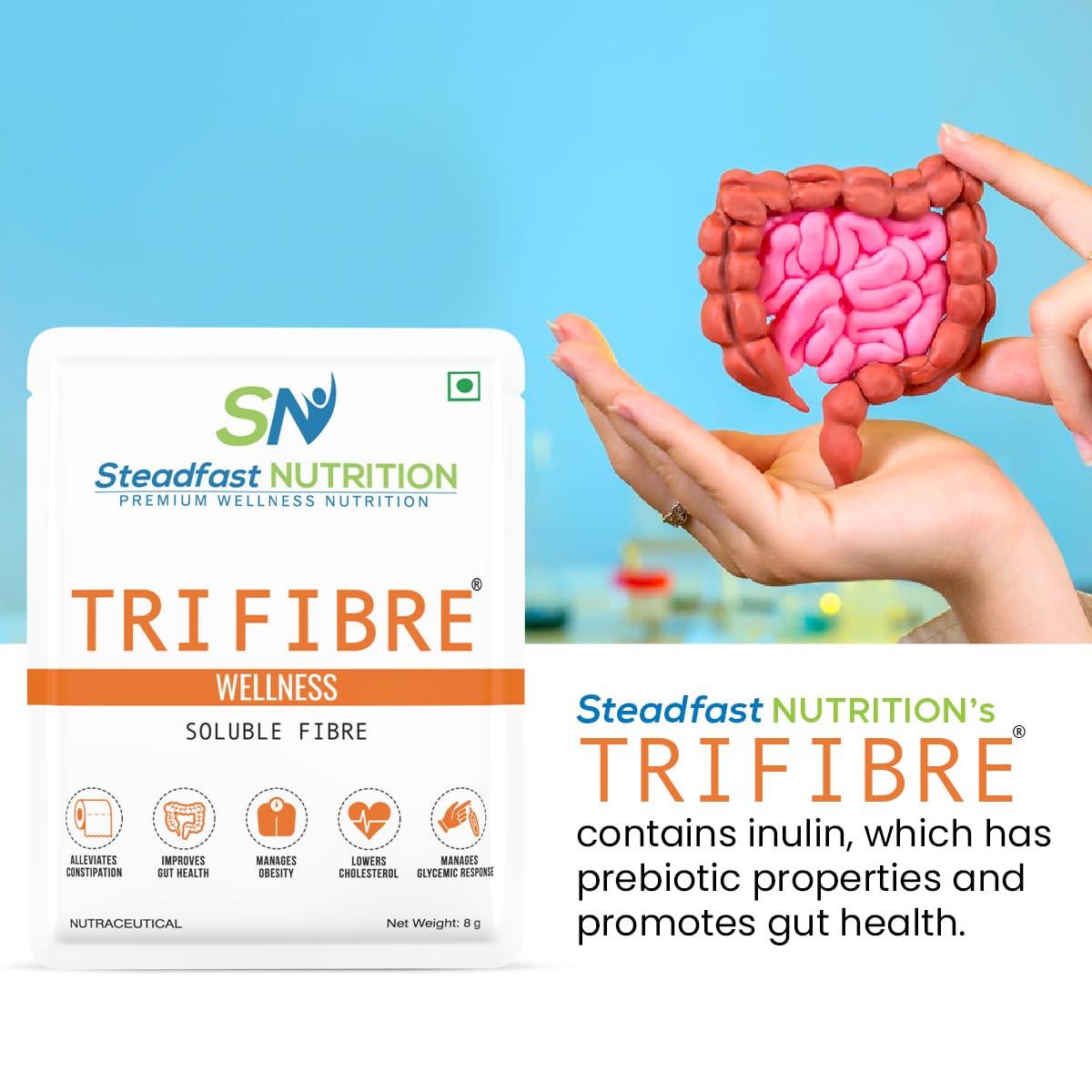 Steadfast Nutrition Steadfast Nutrition Tri Fibre | Clear Soluble Fiber Supplement for Healthy Gut & constipation relief | Gluten Free | Prebiotics | Unflavoured | 240g (Pack of 30 Sachets)