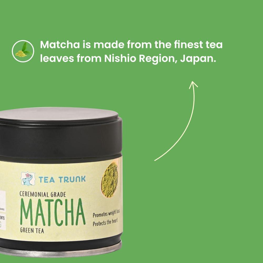 Tea Trunk Tea Trunk Matcha Green Tea Pure Ceremonial Grade Organic Japanese Matcha Authentic&Premium Matcha Tea Power Immunity Booster Improve Metabolism&Focus Detox Drink No Additives-30 Gm(Original)