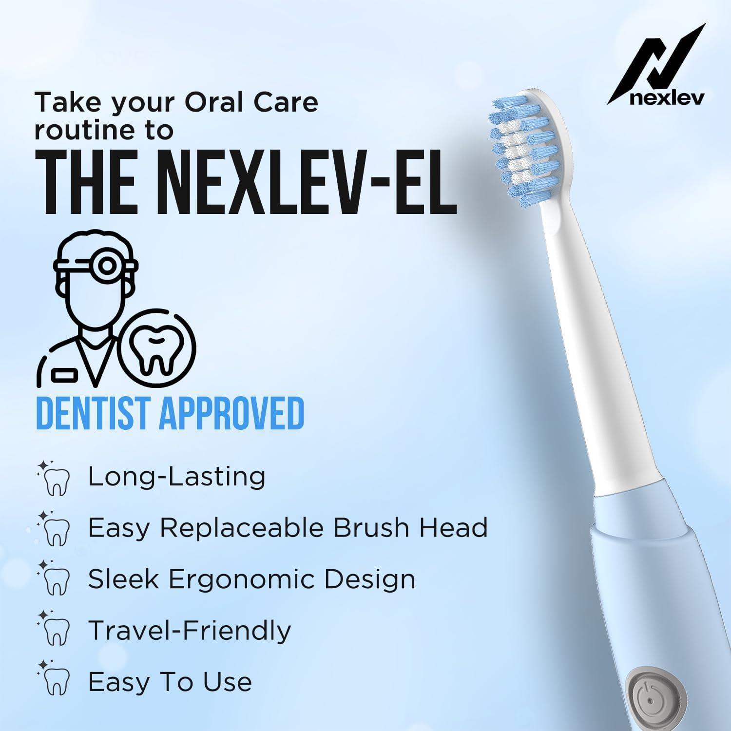 nexlev Nexlev Sonic Electric Toothbrush| Powerful Sonic technology|Super soft DuPont Bristles| 2 Replaceable Brush Heads with Cover| IPX7 Waterproof| AA Battery|for Adults|Gentle Oral Care|Smart Smile ET-03