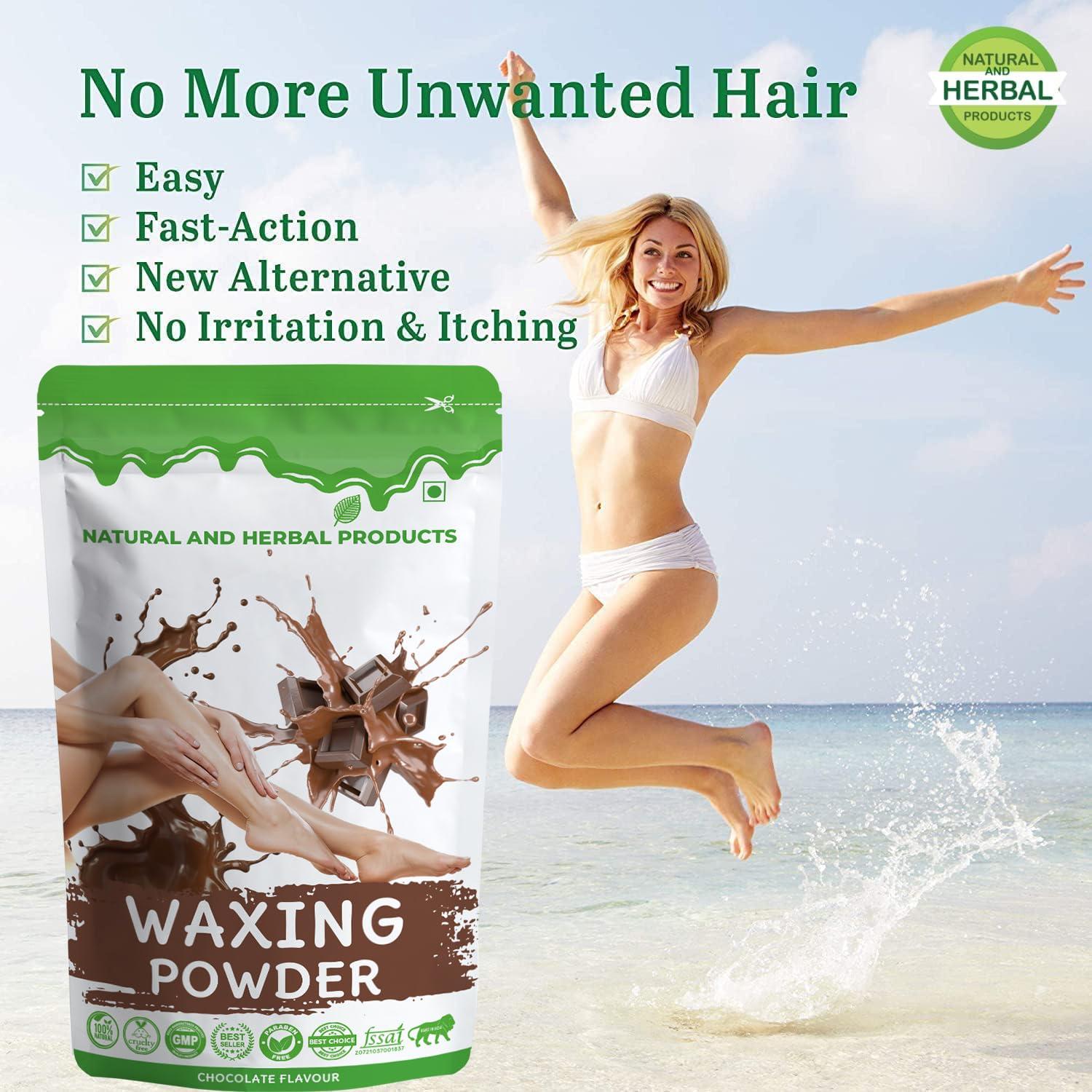 NATURAL AND HERBAL PRODUCTS Wax powder for hair removal herbal | Wax Powder | Hair Removal Powder women | Chocolate Flavours For Instant Hair Remover, Zero Pain, No Side Effects, All Types Skin (Hand, Leg, Underarm, Private Part) -- 100GRAM