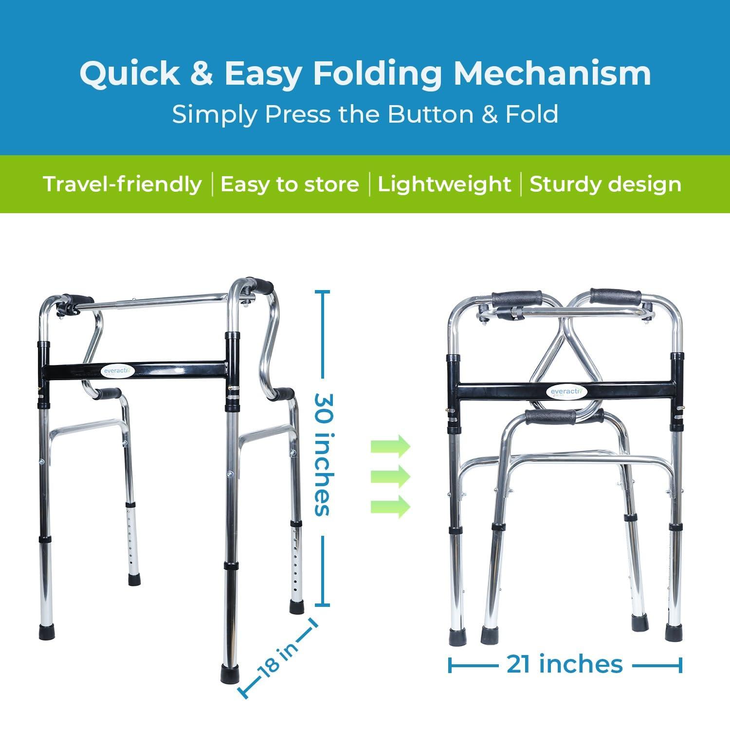 Everactiv by HCAH Everactiv by HCAH Step Walker for elderly and Senior Citizens, Dual grip for easy movement through stairs,100 Kg weight bearing Capacity, Easy Folding Mechanism