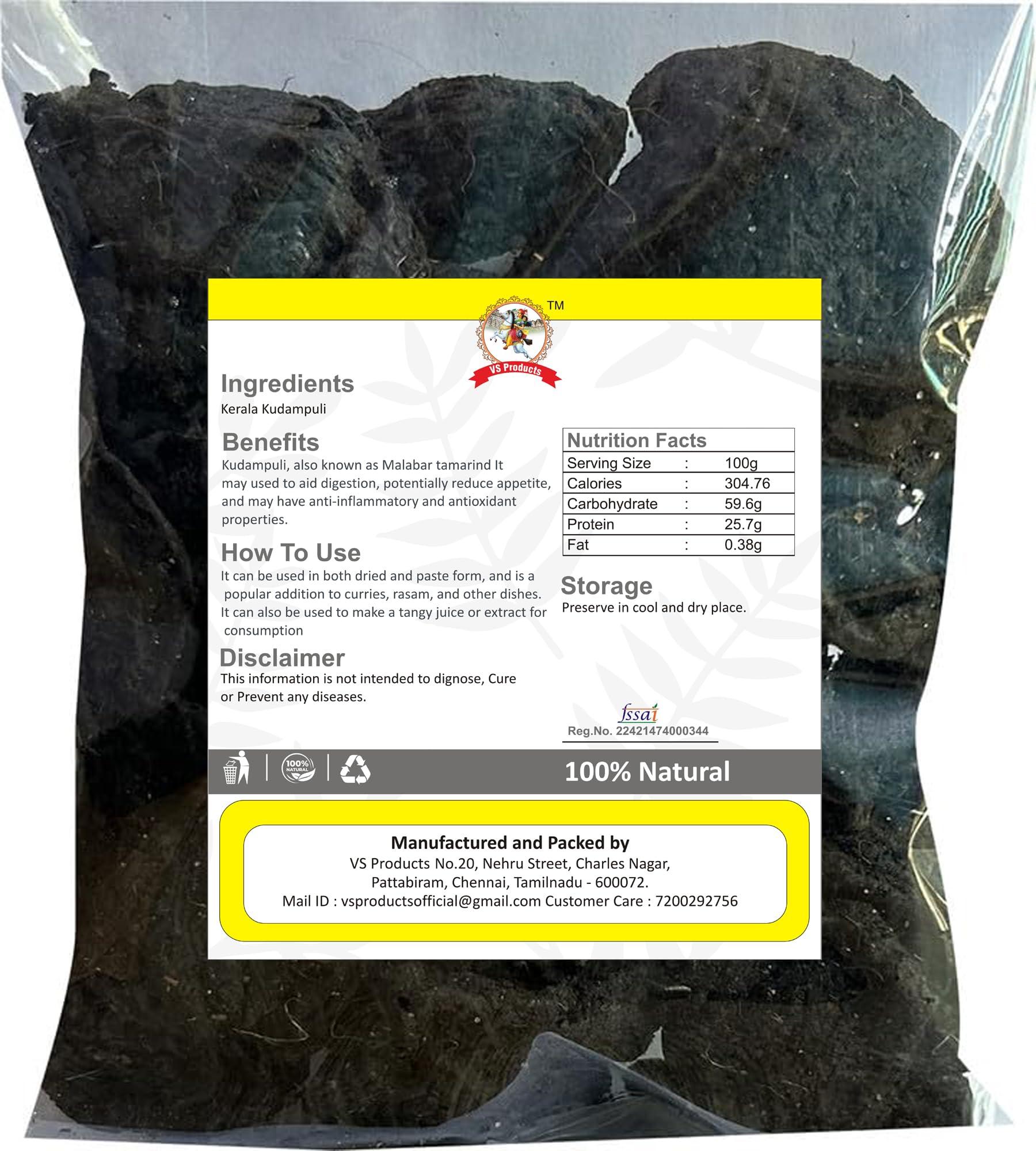 VS Products VS Products Kudampuli, 800g, Malabar Tamarind, Brindle Berry, Gracinia Cambogia, Gambooge, Goraka, (Pack of 8 X 100gm)