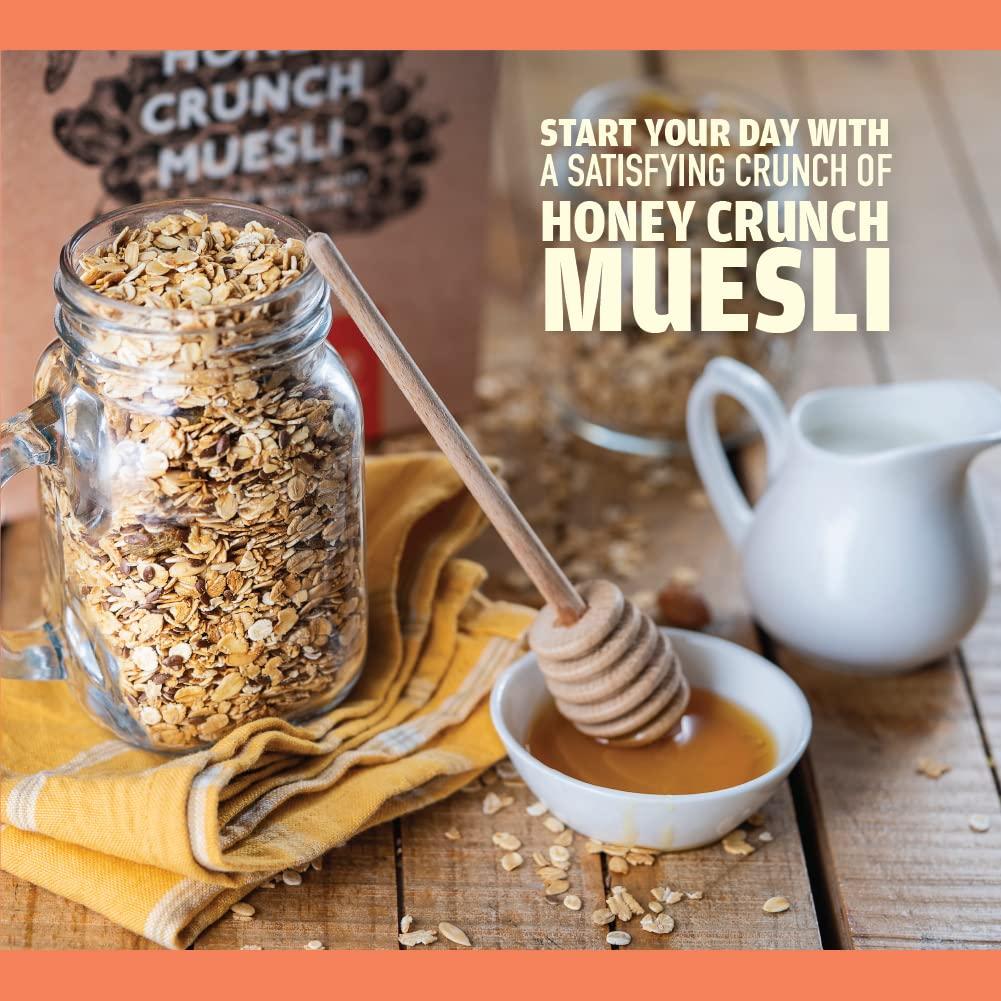 Nourish Organics Nourish Organics Honey Crunch Muesli, 300g Pack | Healthy and Nutritious Breakfast Cereals with Whole Nuts | No Refined Sugar | Clean Label