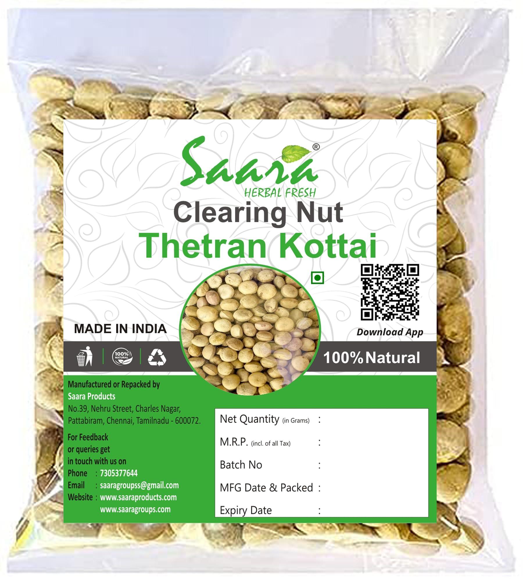 SAARA Saara HERBAL FRESH Clearing Nut Seeds,400g, Nirmali Seeds, Thetran Kottai, Strychnos Potatorum Seeds, Tettaamparal Seed, Katakah Seeds, Samaashodhan Akharot,(pack of 4 x 100g)