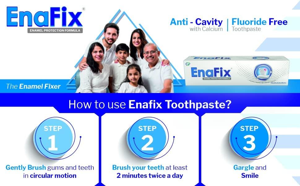 ENAFIX ENAFIX Anti Cavity Toothpaste | Fluoride Free Toothpaste With Calcium And Phosphate For Enamel Remineralisation | Fights Tooth Decay | (Pack Of 3) 70G Each, Enamel Protection