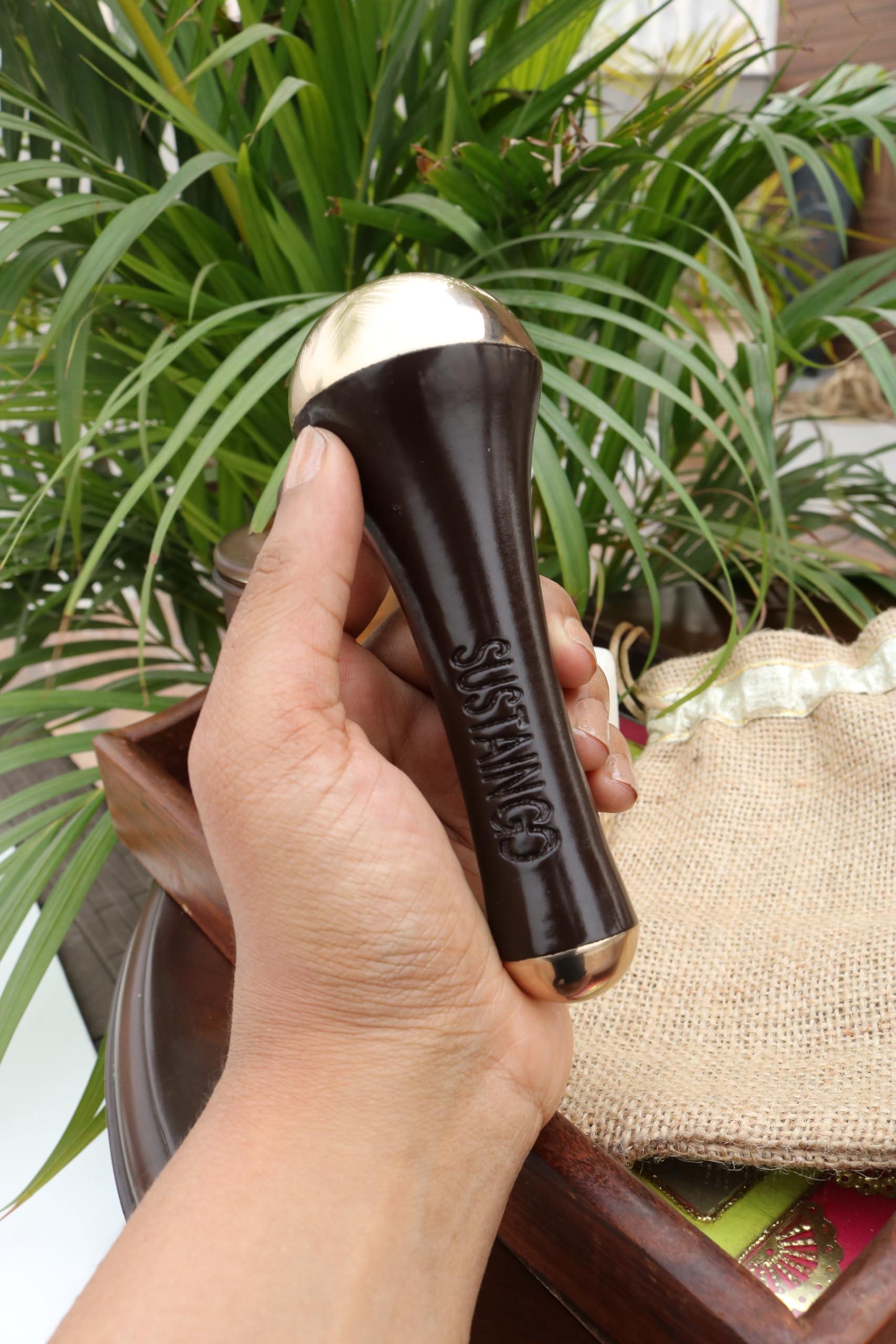 SUSTAIN GO SUSTAIN GO Kansa Wand (Medium) | Kansa Wand Face Acupoint Massager for Detoxification & Deep Relaxation Massage Tool | Dual Side Tools | Ayurvedic face | Body | Foot Massager - Pack of 1
