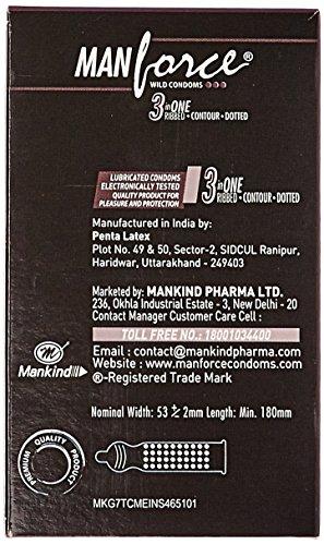 Manforce Manforce 3 in 1 Ribbed Contour Condom - 10 Pieces (Pack of 8, Chocolate)
