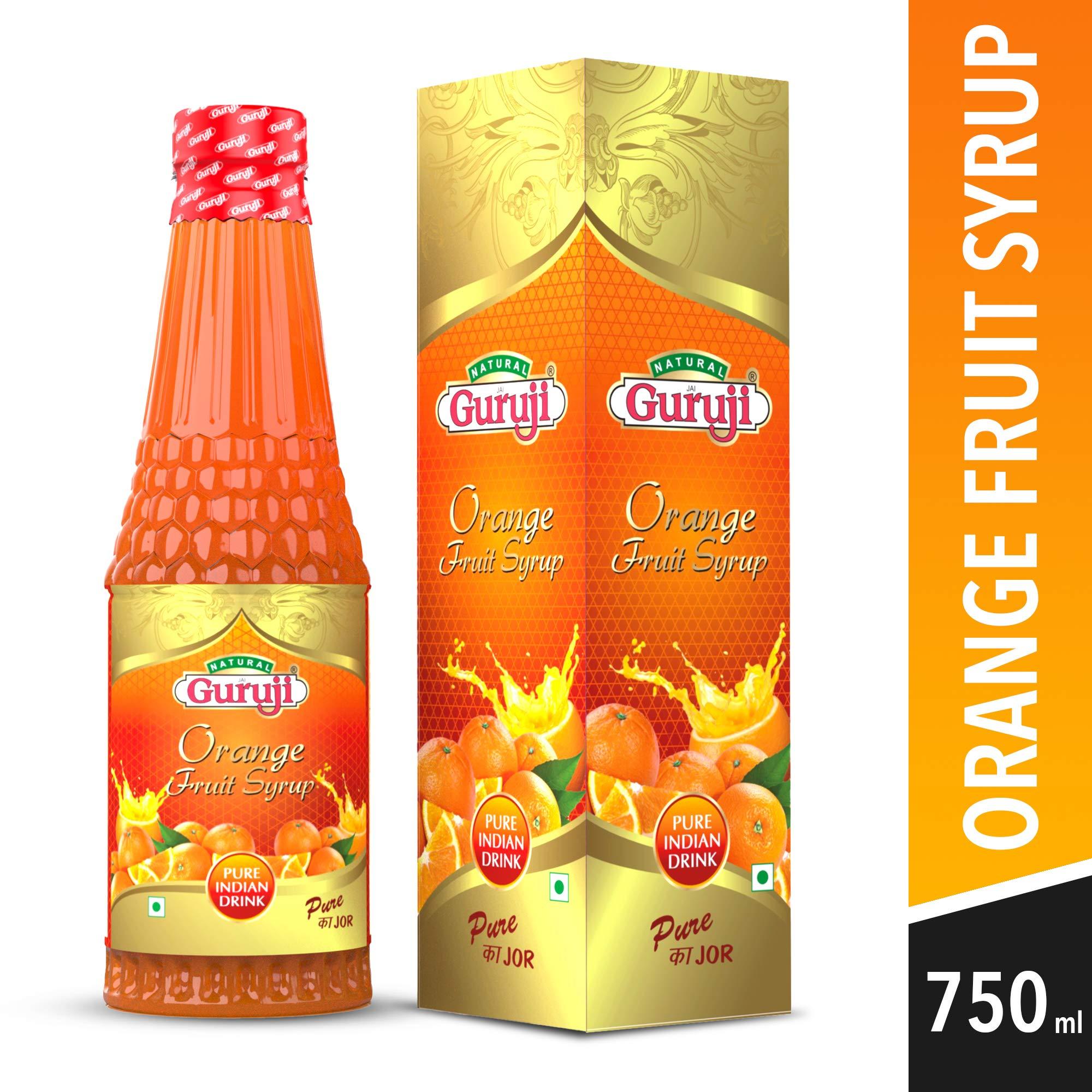 Jai Guruji Jai Guruji Orange Fruit Syrup Sharbat, Instant Refreshing Drink For Summer (Mix with Water or Soda)  750ml