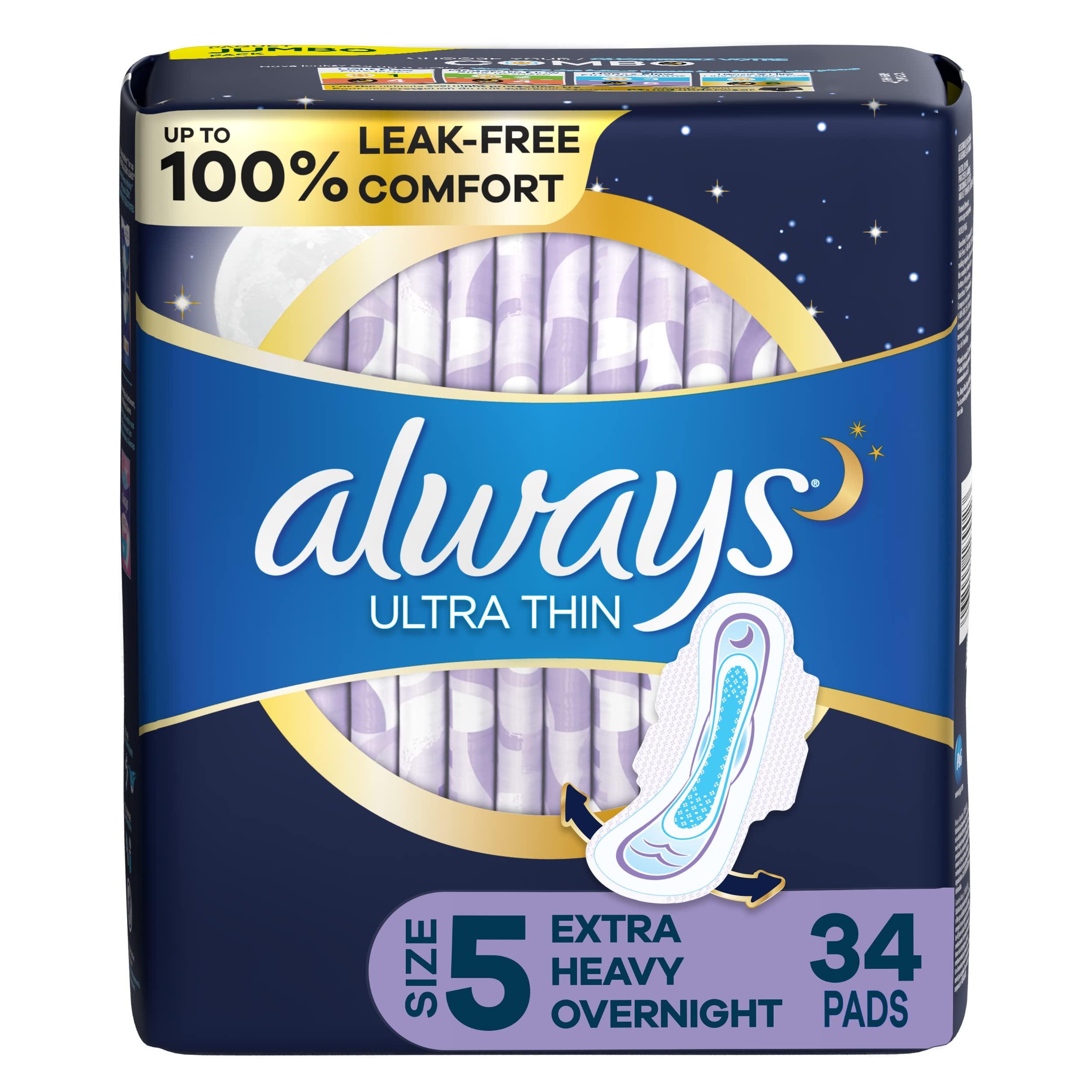 Always Always Ultra Thin Extra Heavy Overnight Pads - 34 CT