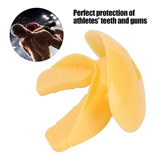 POMK Shock Mouth Guard, Smooth Breathing Gum Injury Prevention Boxing Mouth Guard Safe with Lanyard for Football for Hockey for Youth for Adults for Lacrosse(yellow)