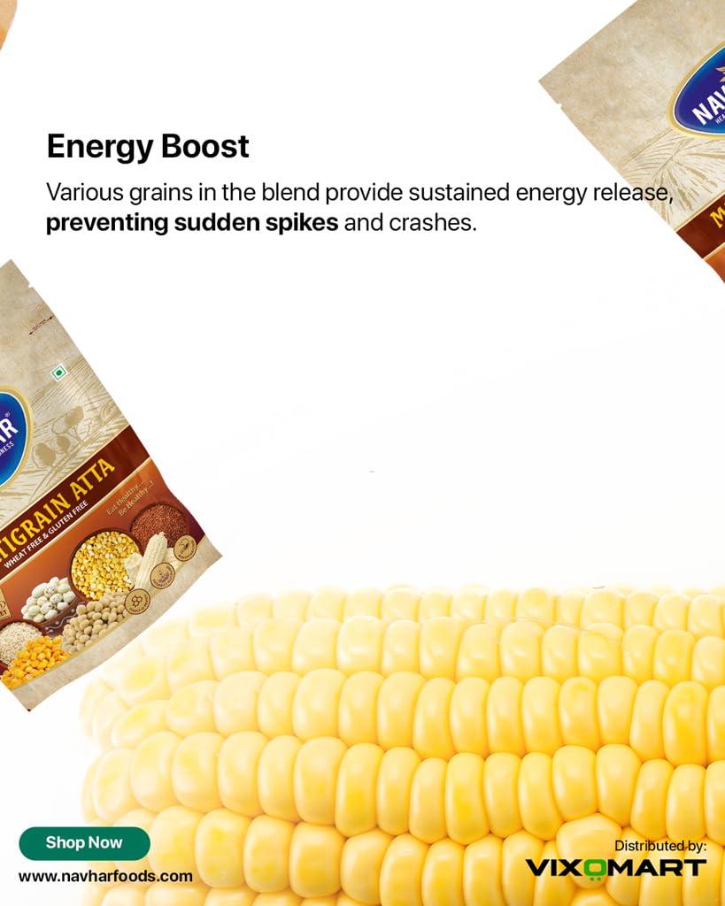 Navhar Health N Goodness Navhar Multigrain Atta - Wheat Free, Gluten Free 1KG, Multi Millets Flour