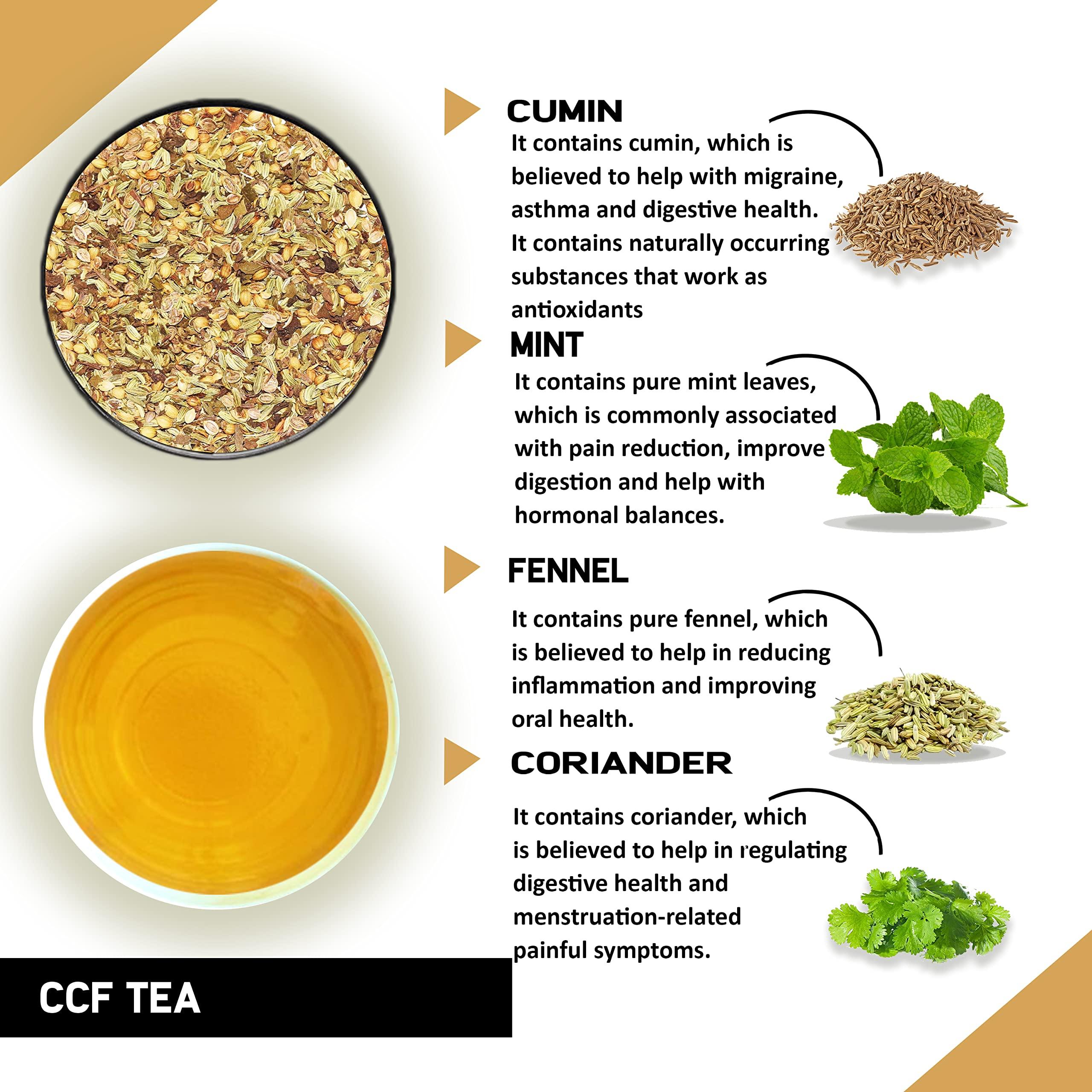 TEACURRY TEACURRY CCF Tea (100Grams,200Cups) - Cumin Coriander Fennel Tea for Migraine, Headaches, Digestive Health - CCF From Spain