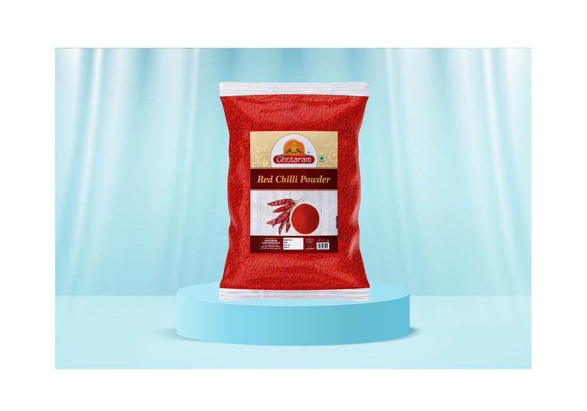 GHOTARAM Ghotaram Patna Red Chilli Powder (Lal Mirch Powder) Red Chili Powder | Sun Dried Red Chillie Powder | LAL MIRCH POWDER | Red Chilli/Chilly Powder | Teja Superfine Mirchi-480Gx2Pk