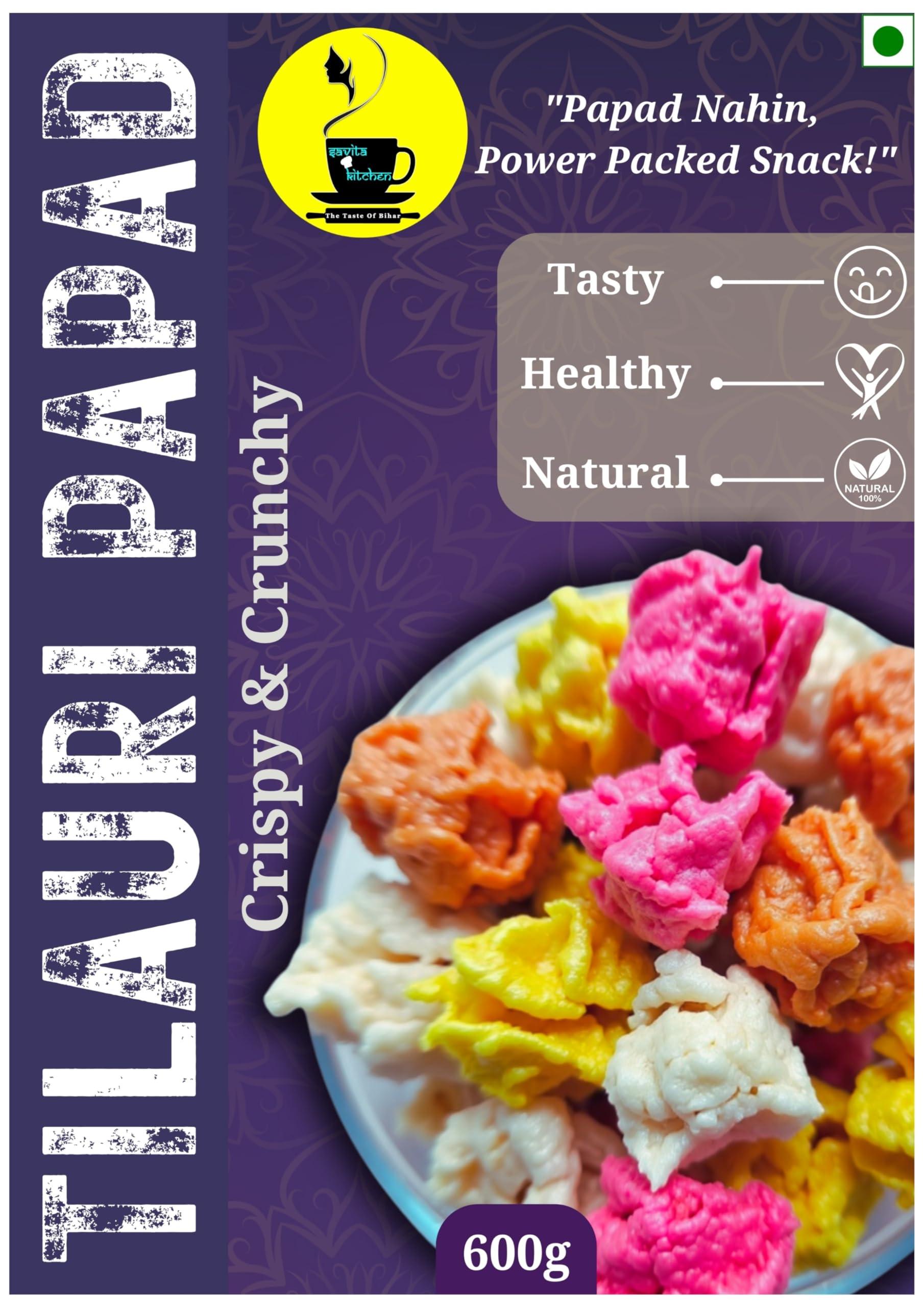 Savita Kitchen - The Taste of Bihar Savita Kitchen - The Taste of Bihar Mix Colour Tilori Papad By Savita Kitchen|Crispy, Crunchy & Tasty Colorful Chawal Papad|Bihari Rice Tilori Papad With Ingredients Alternate Of Snacks (600 G)