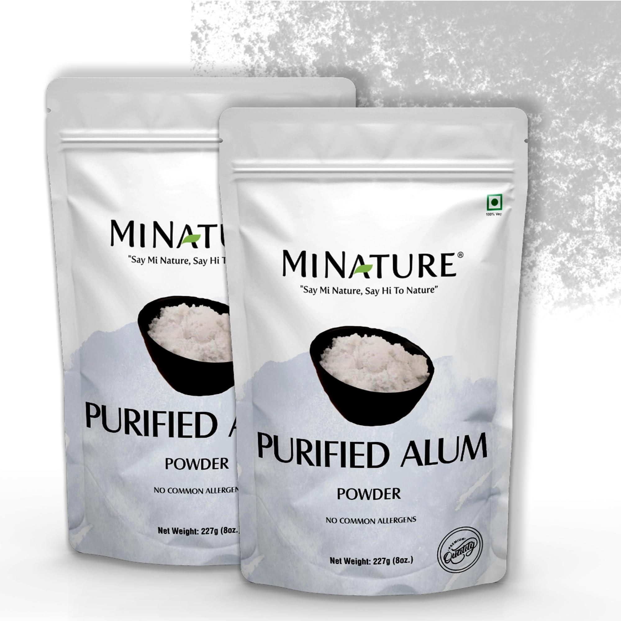 minature Alum Powder by mi nature | Purified Fitkari Alum powder (phitkari) for Skin Care |Water Purify| Pure Alum powder Cruelty Free |Pack of 2 (227g Each)