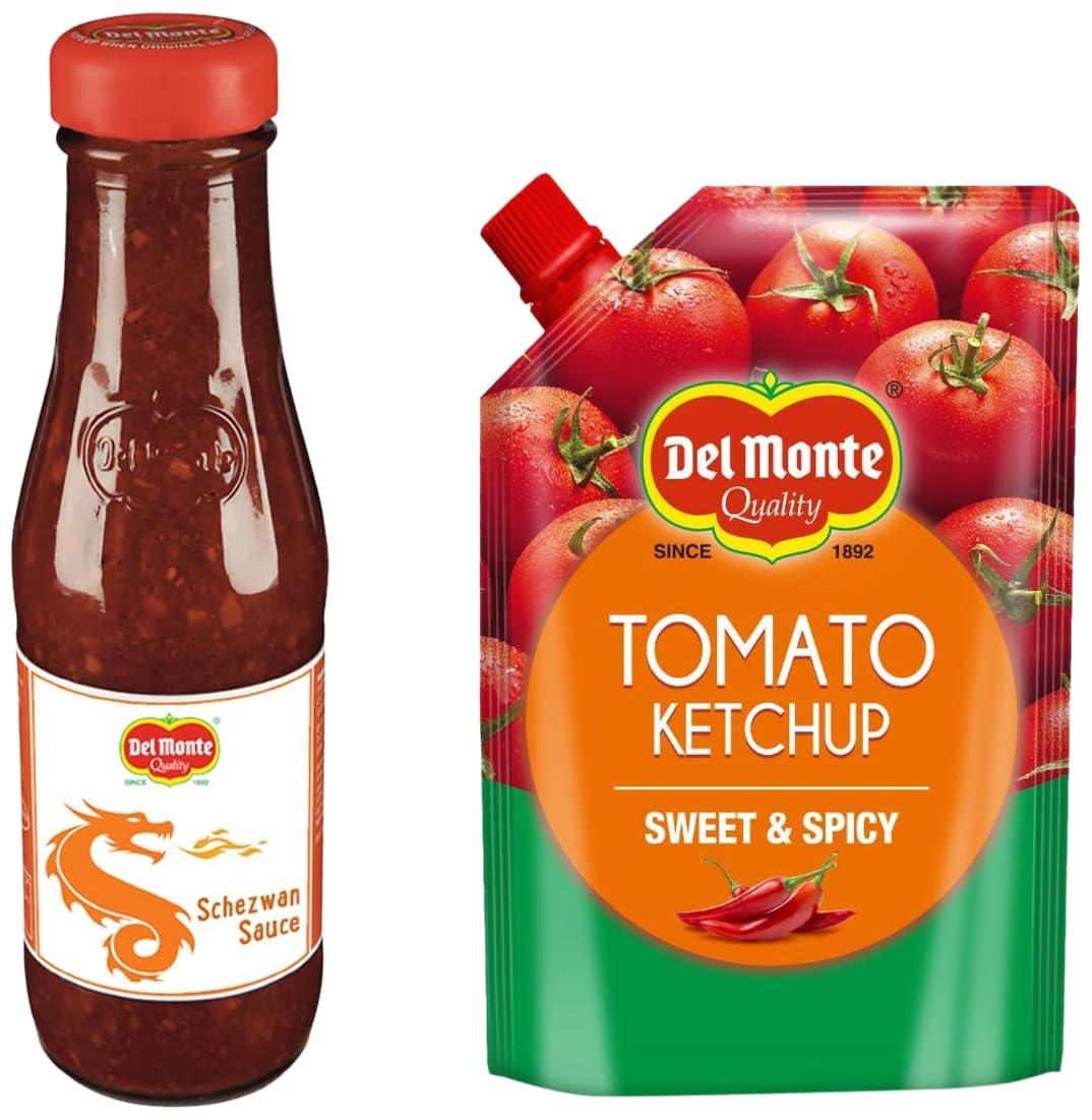 Del Monte Del Monte Tomato Ketchup Sweet and Spicy Pouch, 950 g & Delmonte Del Monte Schezwan Sauce, 190g