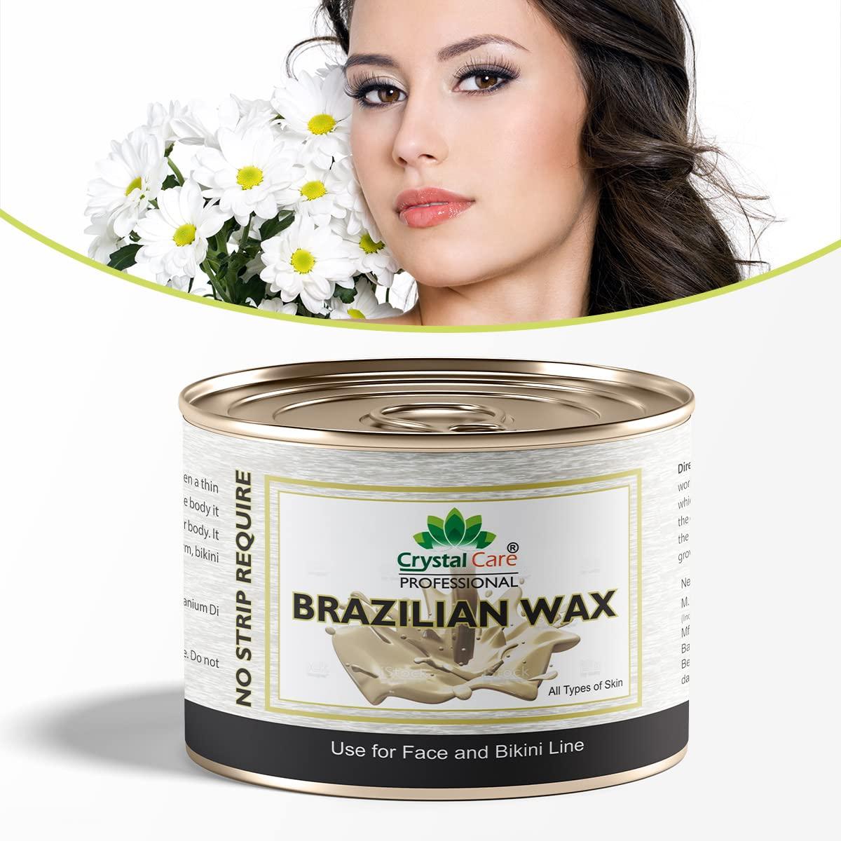 Crystal Care PROFESSIONAL Brazilian Wax | Premium Stripless Peel-Off Hair Removal Wax | Ideal for Bikini, Face, Eyebrows, Underarms, and Sensitive Areas | 300g Pack | Gentle and Effective | No Strips Needed | Achieve Smooth, Hair-Free Skin at Home