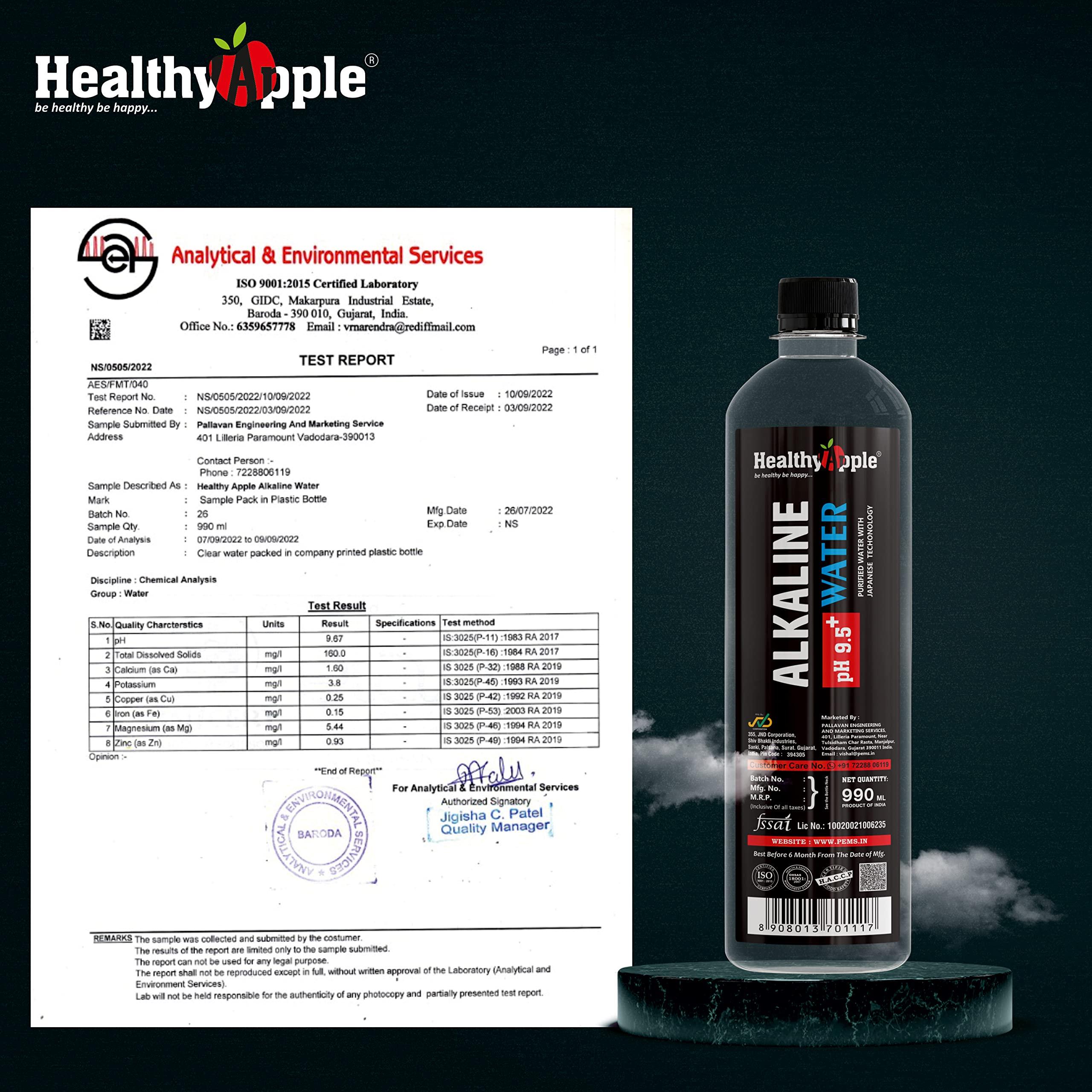 Healthy Apple Healthy Apple Nano-Filtered Ionized Alkaline Water with pH Up to 9.5 | High Mineral Content and Antioxidants 1000 ml (Non-Carbonated Water Based Beverage) (10)