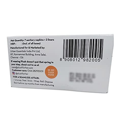 PLUSH Plush Ultra-Thin Sanitary Pads For Women, 7 Cotton Sanitary Napkins- Pack of 4 | For Rash Free Periods | Pure U.S. Cotton Pads | For All Skin Types | Safe and Hygienic