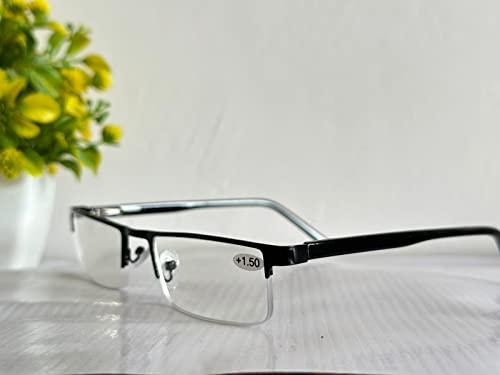 SAIYED CHASMA GHAR Blue Ray Cut Reading Glasses Without Coating Blue Cut Anti Reflection For Mobile & Computer Glasses UV Protection Glasses Dark Grey Frame Specs For Unisex By SAIYED CHASMA GHAR (Power +1.00)