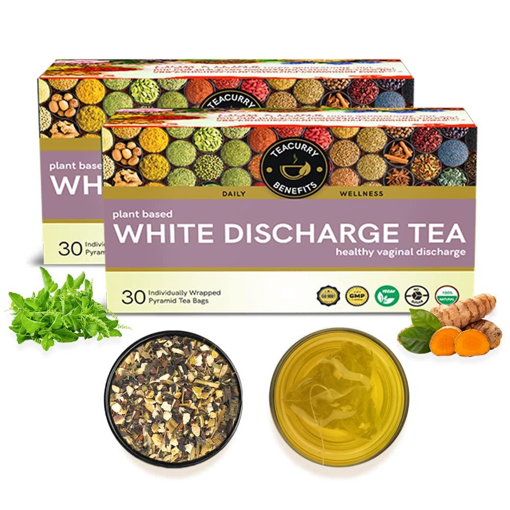 TEACURRY White Discharge Tea (2 Months, 60 Tea Bags) - Helps with White Discharge, Itching, Burning Sensation