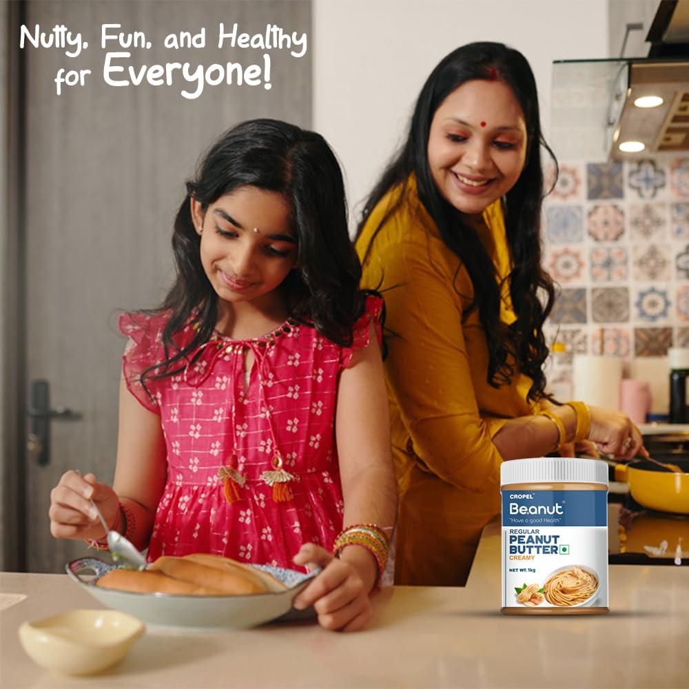 Beanut Beanut Peanut Butter Creamy is a Smart Choice From Real Roasted Pressed Protein, Non GMO, Gluten Free, Vegan And Cholesterol Free Gym, Exercise Daily Energetic-(1kg - Pack of 1)