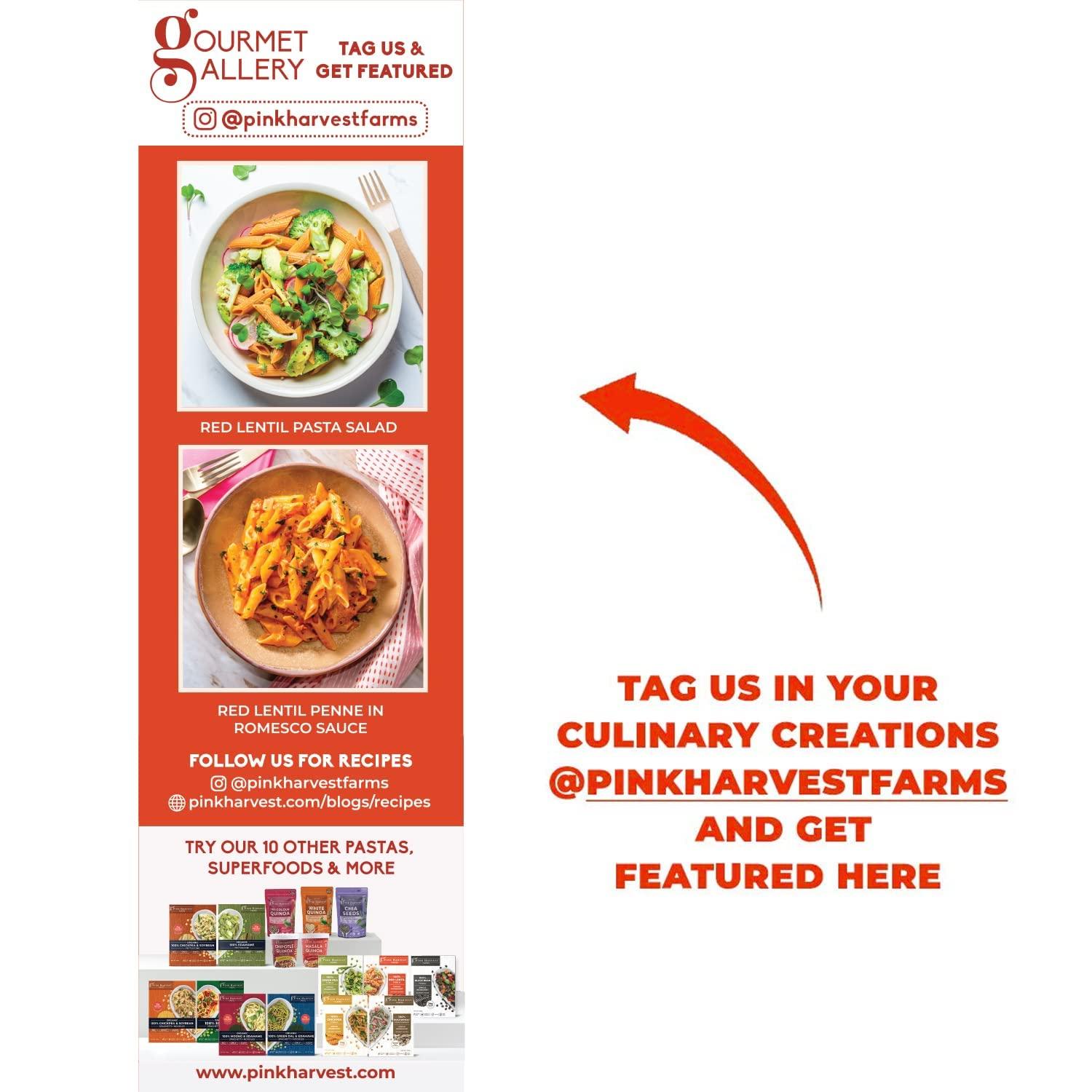 Pink Harvest Farms Pink Harvest Farms Red Lentil Pasta | No Rice - No Maida | Vegan | Gluten Free | High Protein | (Red Lentil Penne Pasta, 200 g (Pack of 2))