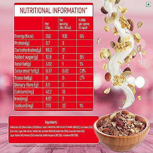 KWALITY Kwality Crunchy Muesli, Almonds Raisins and Honey -Goodness of Multigrain, High in Fibre, Source of Vitamin, Iron and Protein 400G 3 [Pack 3]