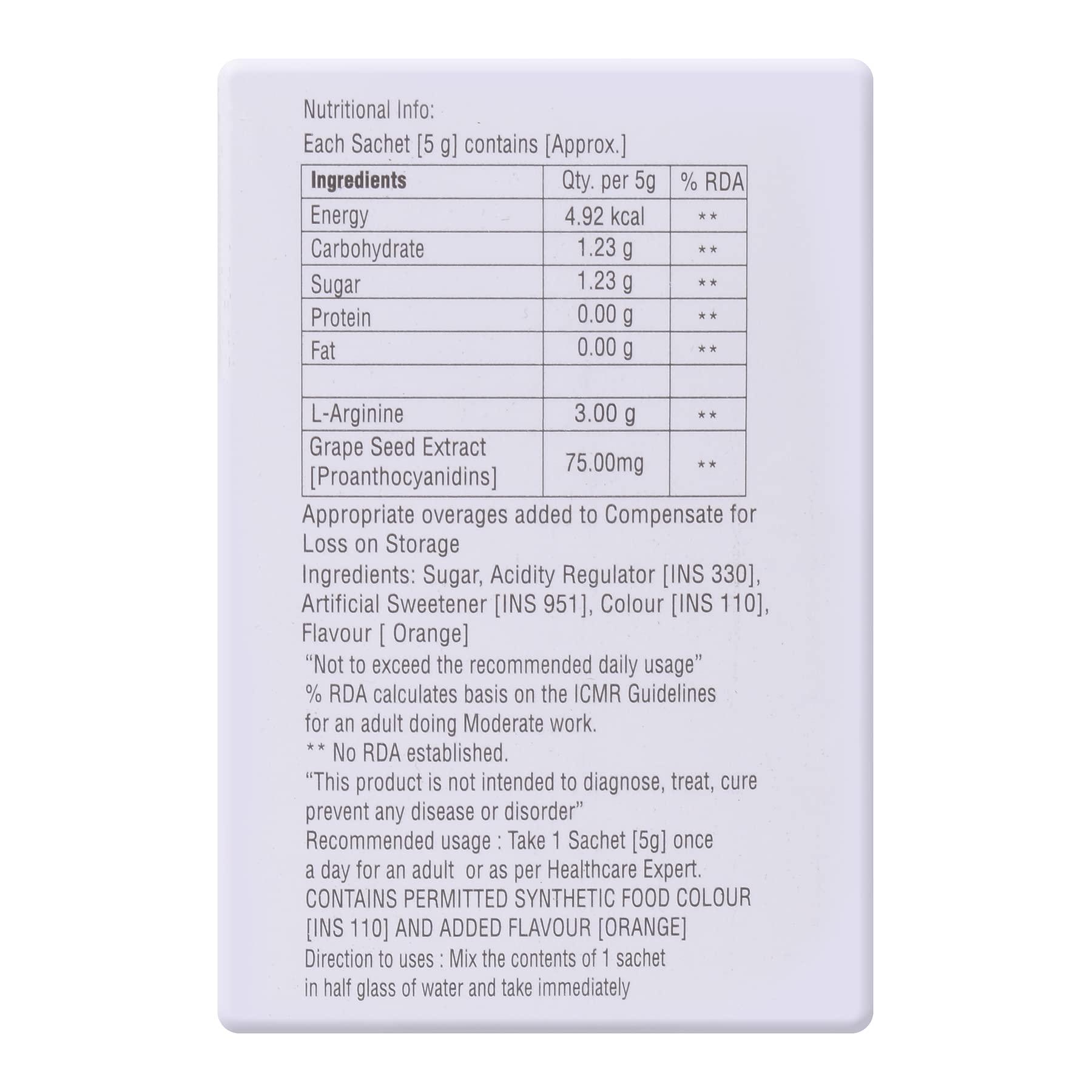Nutrigrow Nutrigrow L-ARGININE SACHET POWDER (50 g) Pack Of 4 /muscle gainer powder/body builder/for muscle growth/Stamina/Energy & Immunity