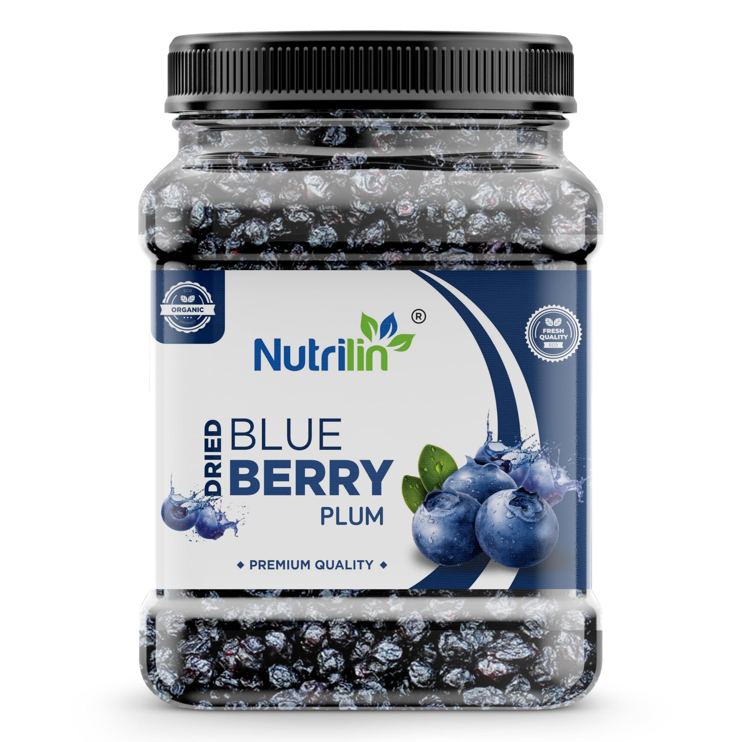 Nutrilin Nutrilin Dried Whole Blueberry Plum - Jar Pack - (Gluten Free, Vegan & NON GMO) Organic Unsweetened Blueberries Dry Fruits without sugar (250)