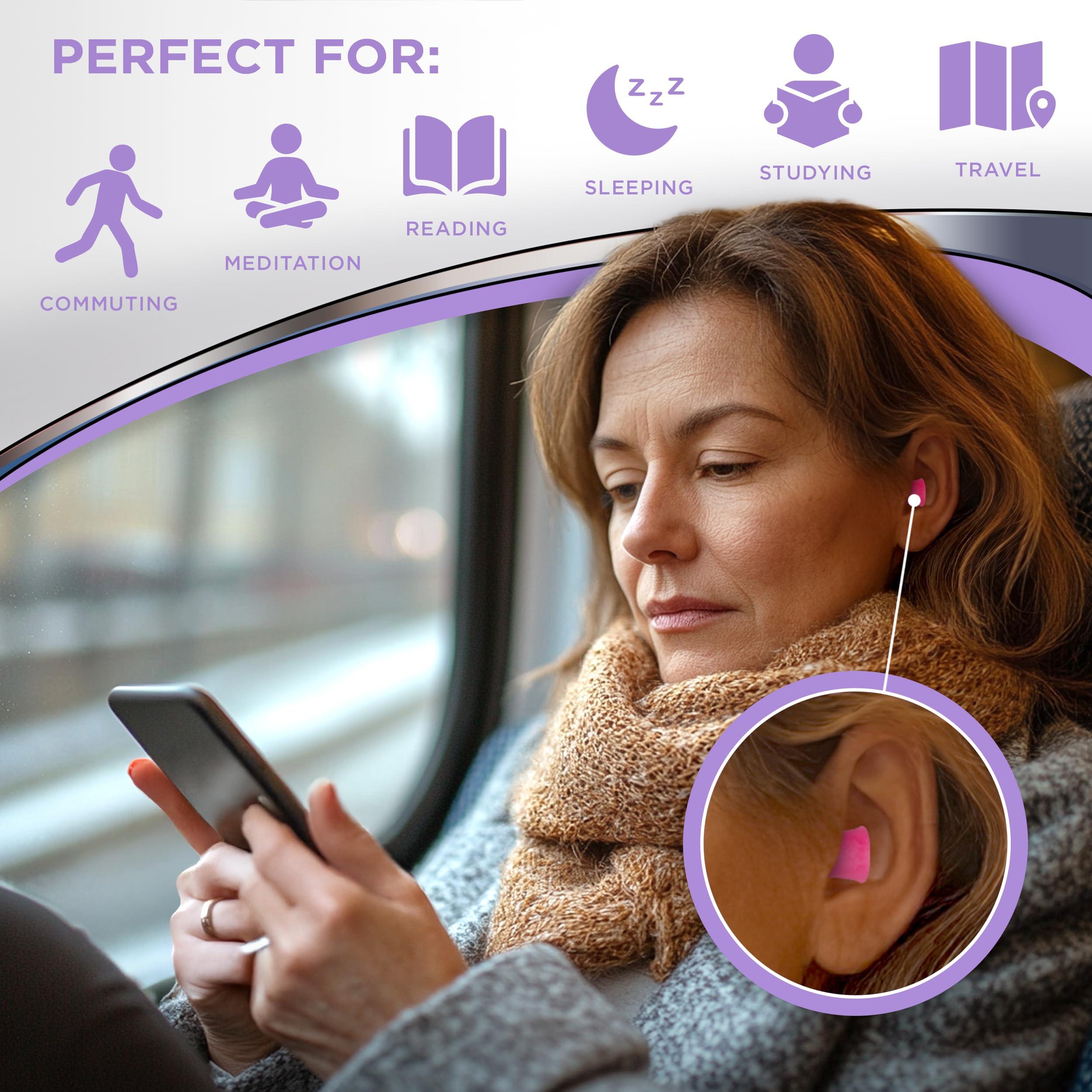 HEAROS Hearos Sleep Pretty Tonight Ear Plugs, Foam NRR 32, 2 Pair, Pink (5815)