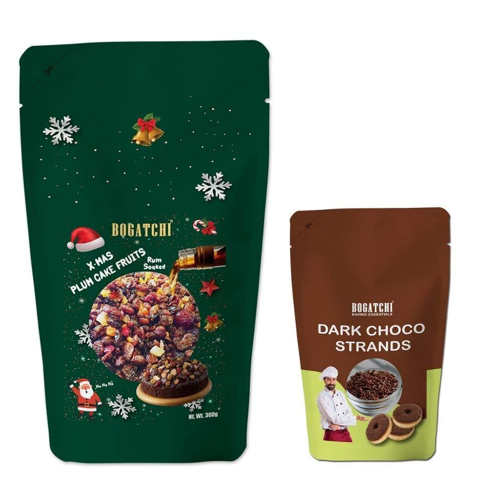 BOGATCHI BOGATCHI Plum Cake Mix - Pre-Soaked Dry Fruits Tutty Fruity, Cashews, Raisins, Dates, Dry Ginger, Orange Peel, Cherry , 300g + Dark Chocolate Chips, 50g