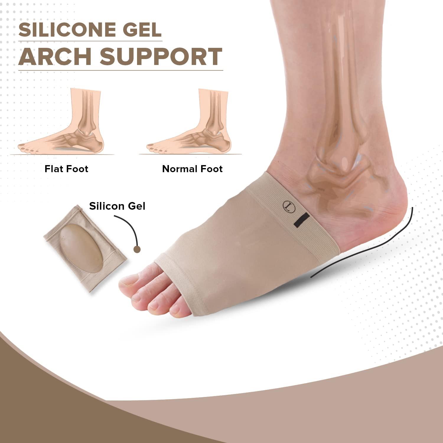 Dr Foot Dr Foot Arch Support Sleeve Cushion | For Plantar Fasciitis, Foot Pain, Muscle Relaxation, Fallen Arches | For Men & Women | Free Size With Beige Color -1 Pair (Pack of 3)