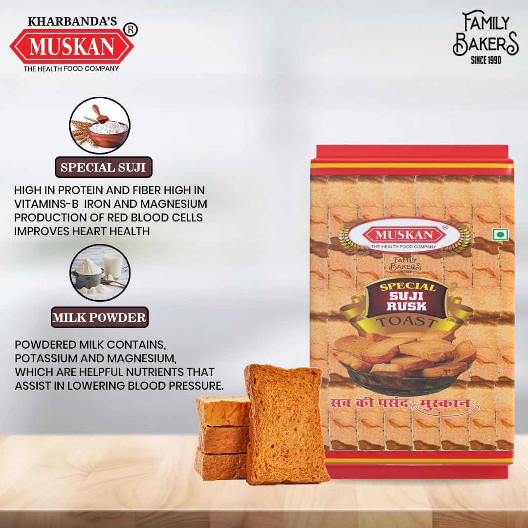 MUSKAN MUSKAN Premium Suji Rusk Special Handcrafted Delicious Taste Crunchy Tea Time Fresh Rusk [Pack Of 10] 400g each