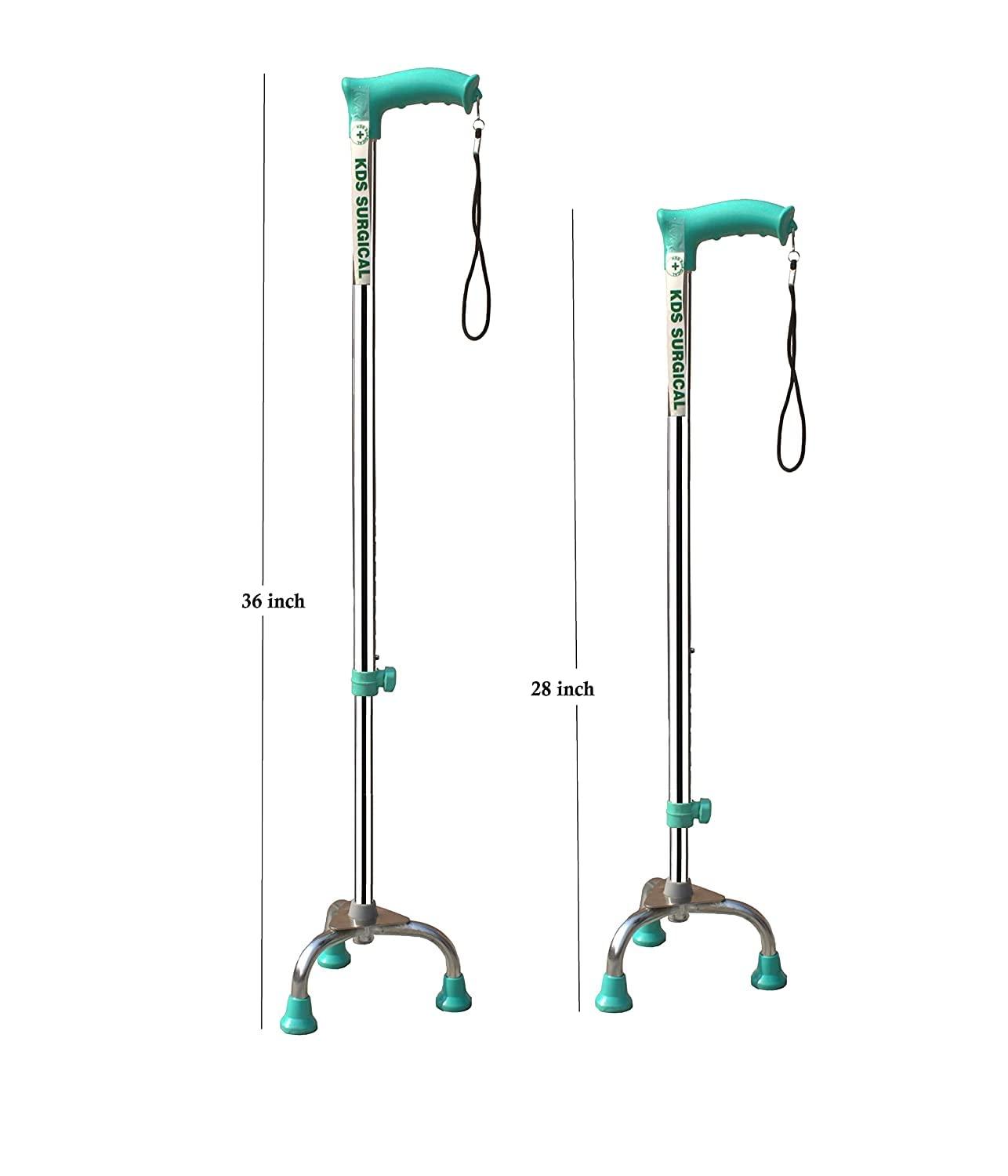 KDS SURGICAL Kds Surgical 3 Leg Chrome Height Adjustable Walking Stick (Grey)