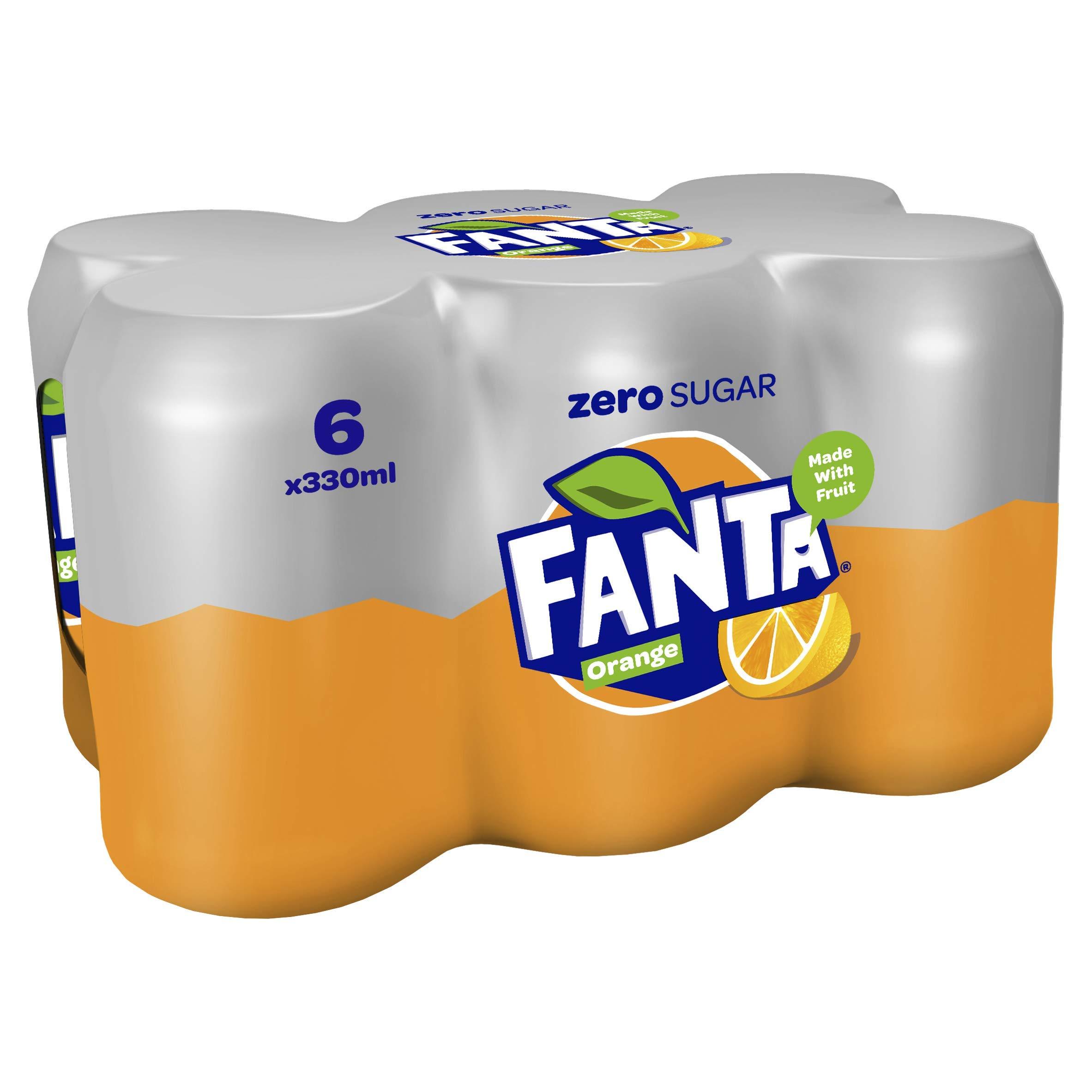 Fanta Fanta Orange Zero Sugar Drink Juice 6 X 330 Ml (Imported) (Uk), No Added Sugar