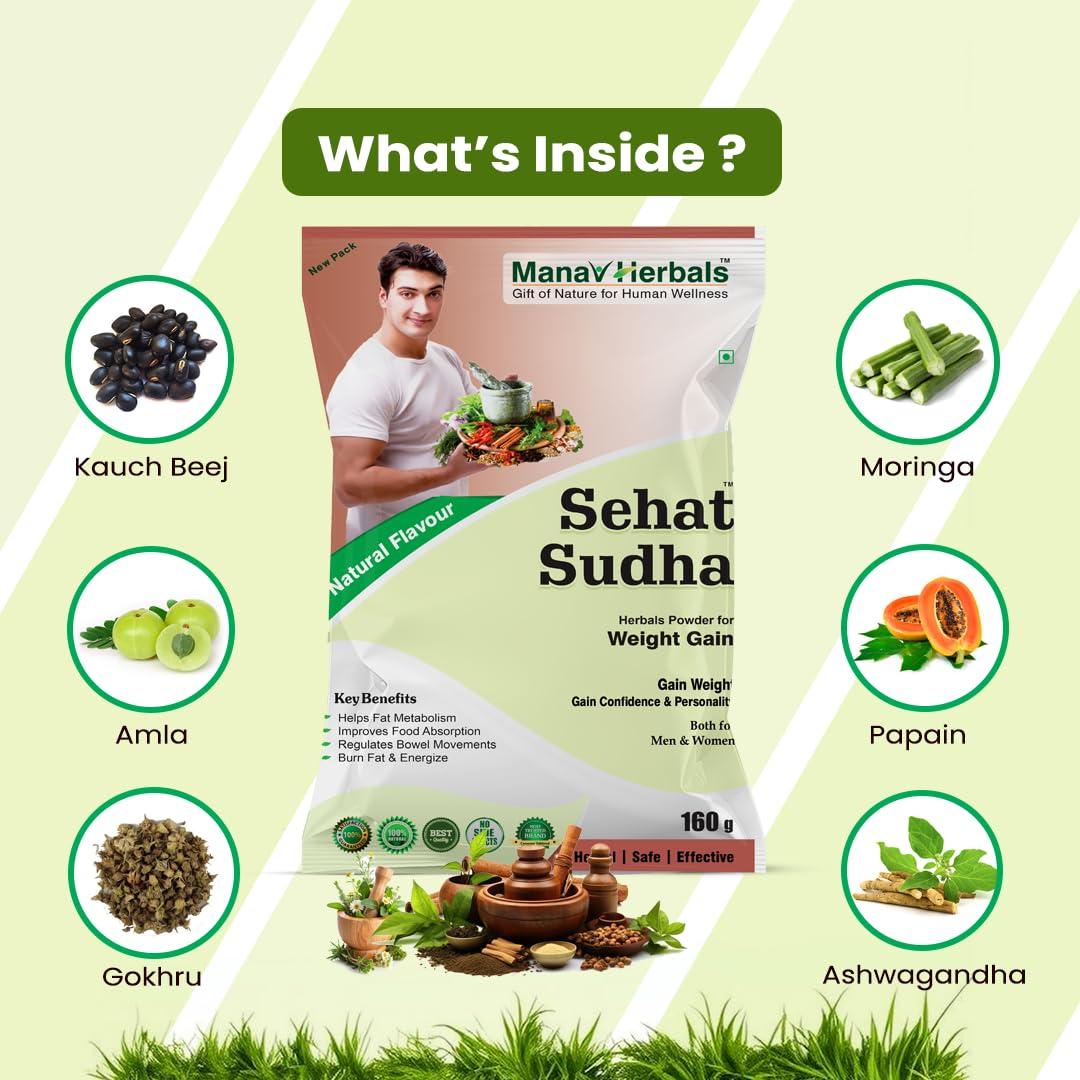 Manav Herbals Manav Herbals Sehat Sudha Ayurvedic/Herbal Powder for Naturaly Weight Gain and Mass Gain (160gm)