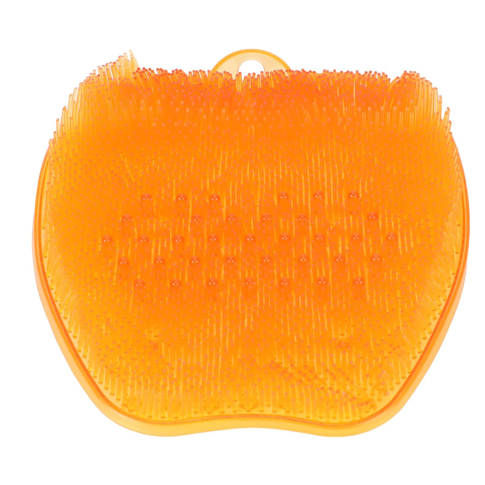 LEYT Shower Foot Scrubber Mat, Relieve Stress Comfortable Soft Silicone Shower Foot Massager Scrubber for Home (Orange)