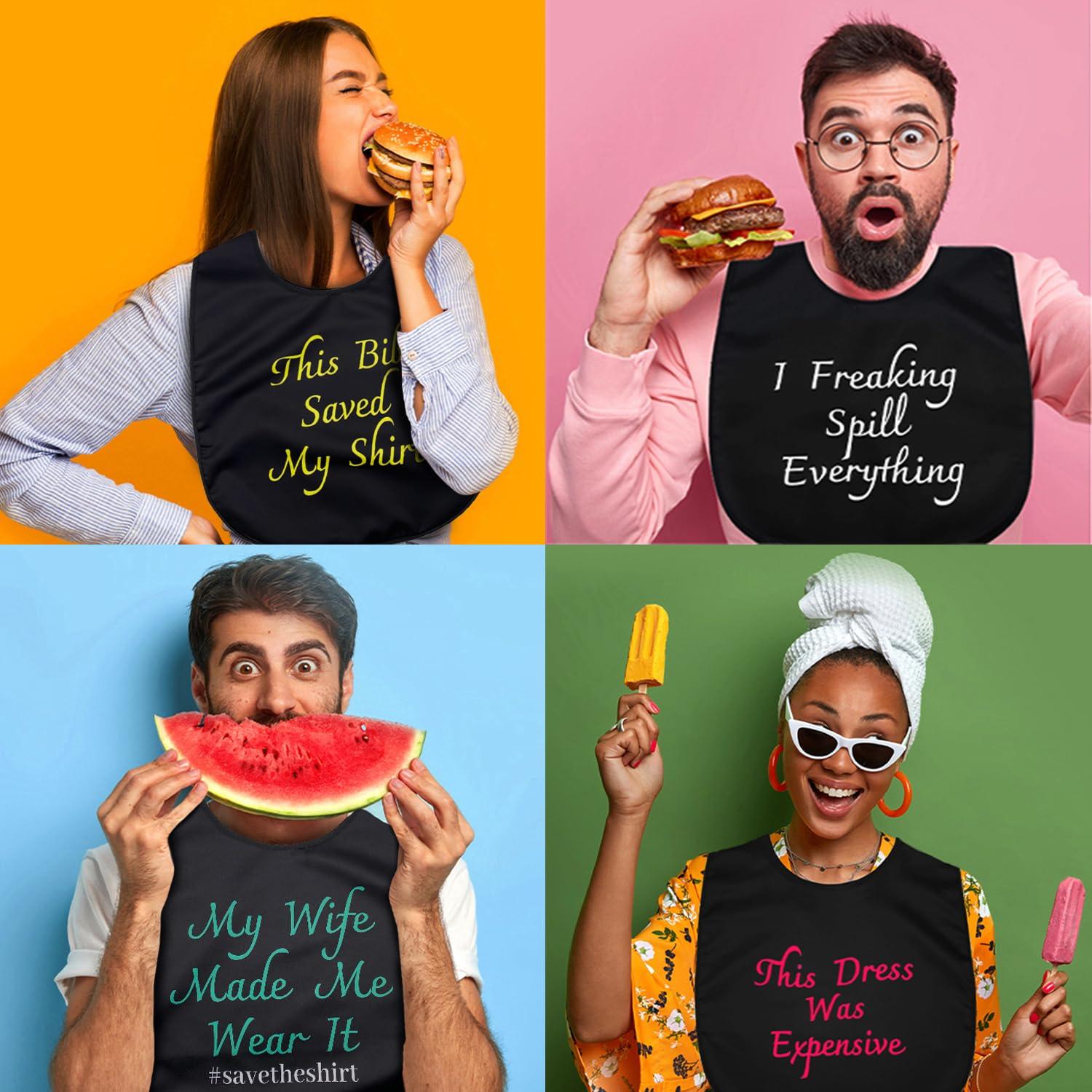 Vicoohome Funny Adult Bibs for Women - for Men Washable Dad Humor Bibs for Eating Dining Bridal Clothing Protectors Wedding Gifts Gag Gift (This Dress Was Expensive)