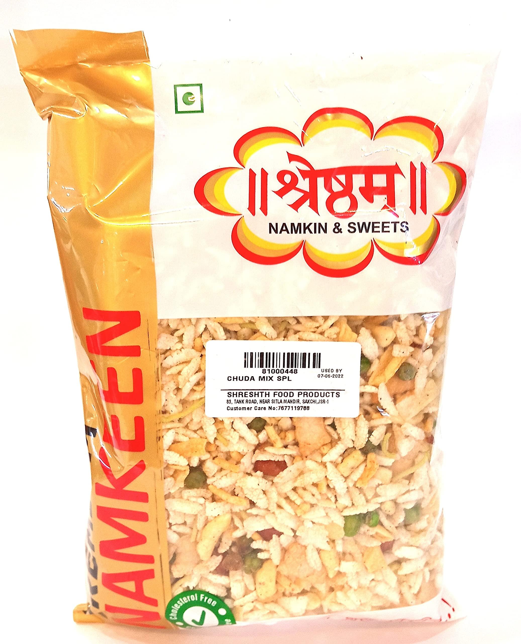 Generic Shreshtham Full Basket snacks - 7 assorted snacks combo, Mix mixture, Gathiya, Palak sev, Pudina Sev, Chana chatpati, Bhakarwadi, Chuda mix (400gm each)