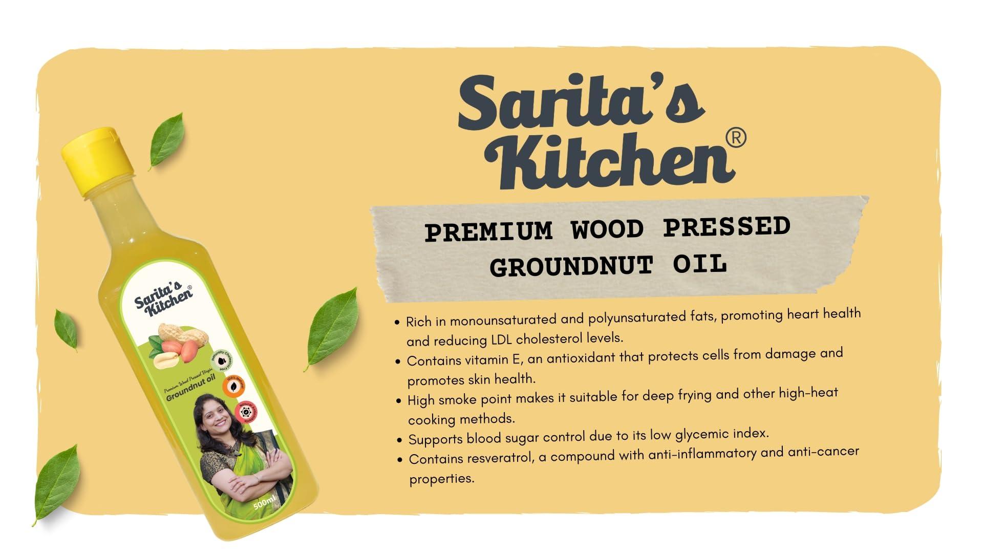 Saritas Kitchen Saritas Kitchen cold pressed Groundnut Oil/Lakdi Ghana Shengdana Tel Pack Of 2 Each Pack 500 Ml