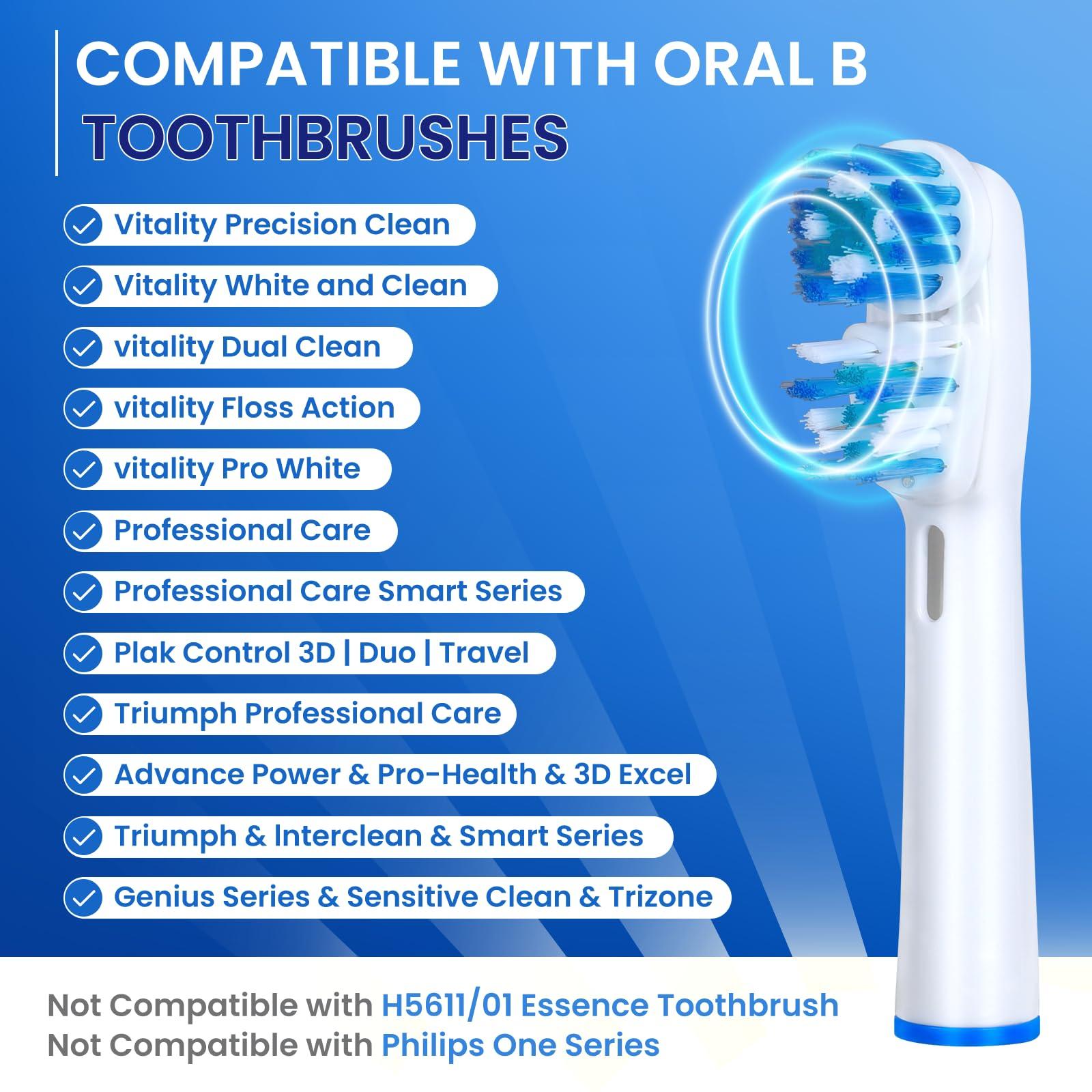 VWONST Replacement Brush Heads Compatible with Oral B- Double Clean Design, Double Clean Brush Heads, Compatible with Braun Oral-B Dual Clean Electric Toothbrush - Pack of 4