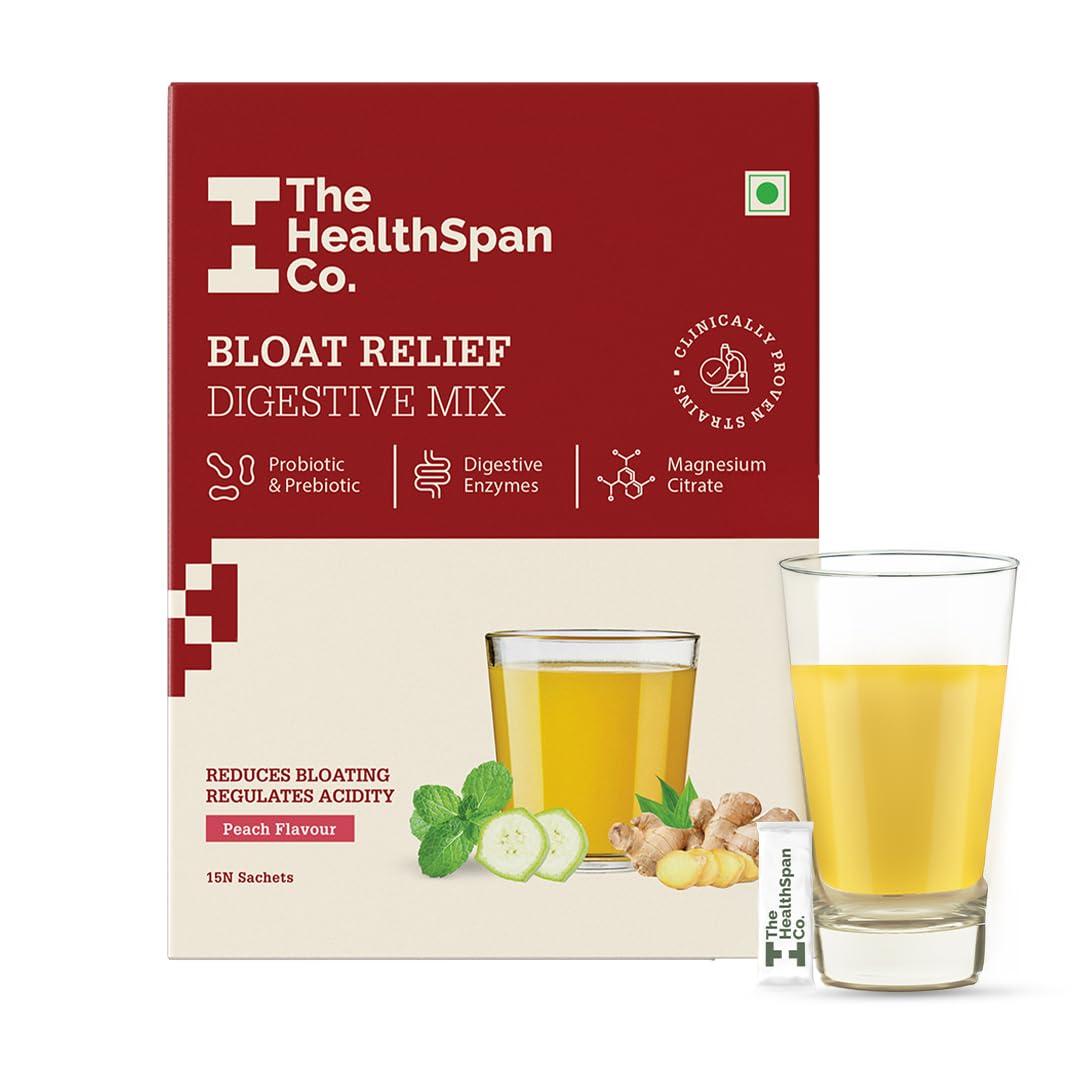 The Healthspan Co. The Healthspan Co. Relief From Digestive Issues,Gas,Bloating,Acidity & Constipation|3 Bn Cfu Of Clinically Proven Probiotic|Digestive Enzymes & Magnesium|15 Days Pack,Sachet,1 Count,15 Servings