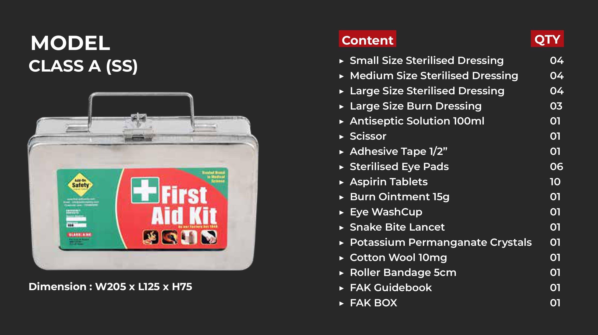 JAYCO First Aid Kit with all items inside/Emergency Medical Kit/First Aid Box for Home Office Factory Industry - Class A Kit in a Stainless Steel Box