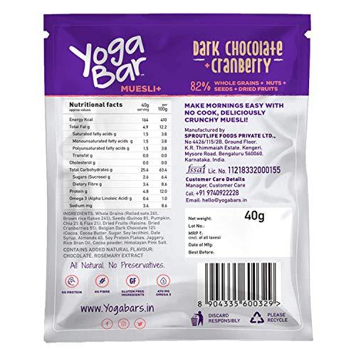 Yogabar Yogabar Breakfast Oats and Muesli | Dark Chocolate Muesli 40gm | Dark Chocolate Oats 400gm |