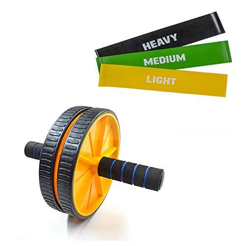 Virtual World VIRTUAL WORLD Double Ab Wheel Roller Pro Abdominal and Resistance Loop Bands for Men and Women color as per stock