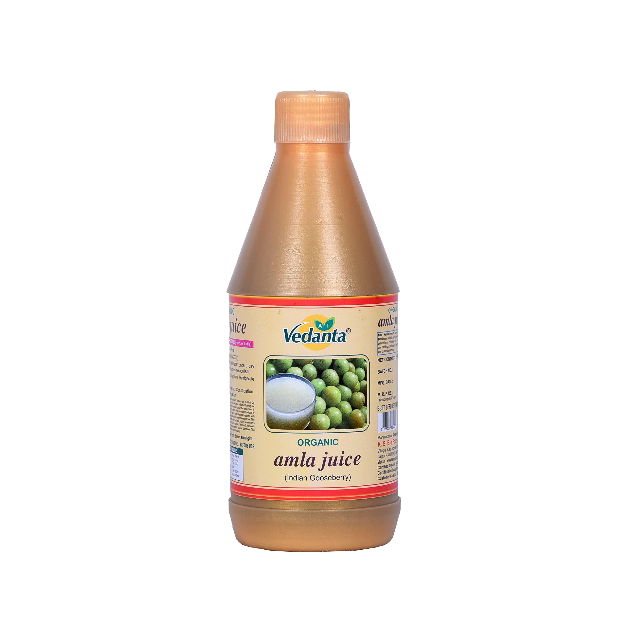 Vedanta Vedanta Organic Amla Juice 500ml | Boosts Digestion And Immunity | RSOCA Certified Farm | Richest Source of Vitamin-C | Ideal for lessoning skin problems like Acne, Wrinkles and other Skin Problems