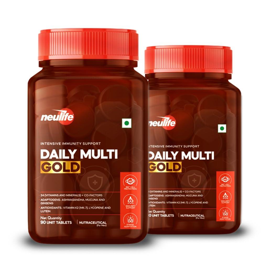 VITROVEA Neulife DAILY-MULTI GOLD Advanced Multivitamin w/MK-7, Adaptogens, Antioxidants & Natural Extracts - 90 Tabs (Pack of 2)