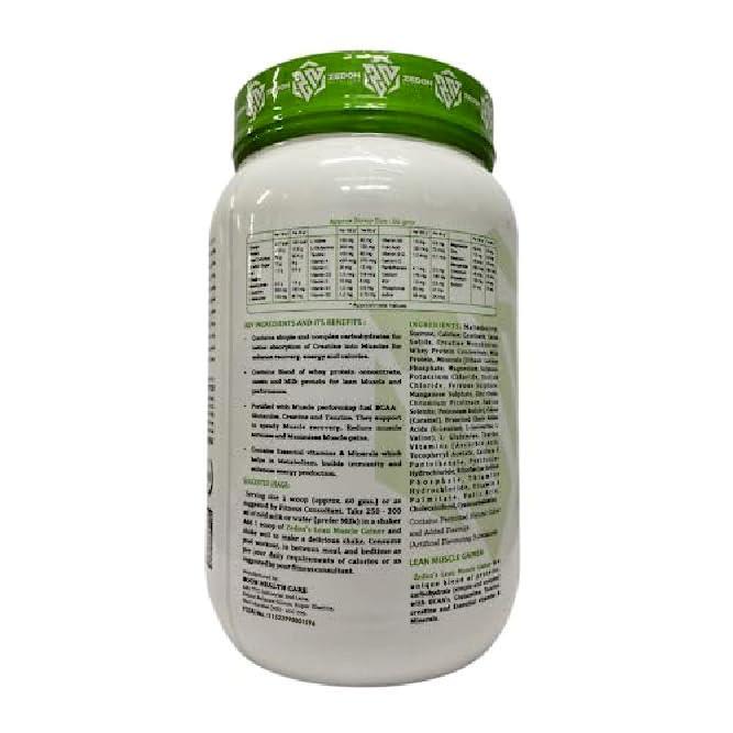 Zedon Nutrition Zedon Nutrition Lean Muscle Gainer Whey Protein Source | 42g Protein, Creatine, BCAA, Glutamine, Taurine | Muscle Building Supplement for Men & Women (Coffee, 1KG)